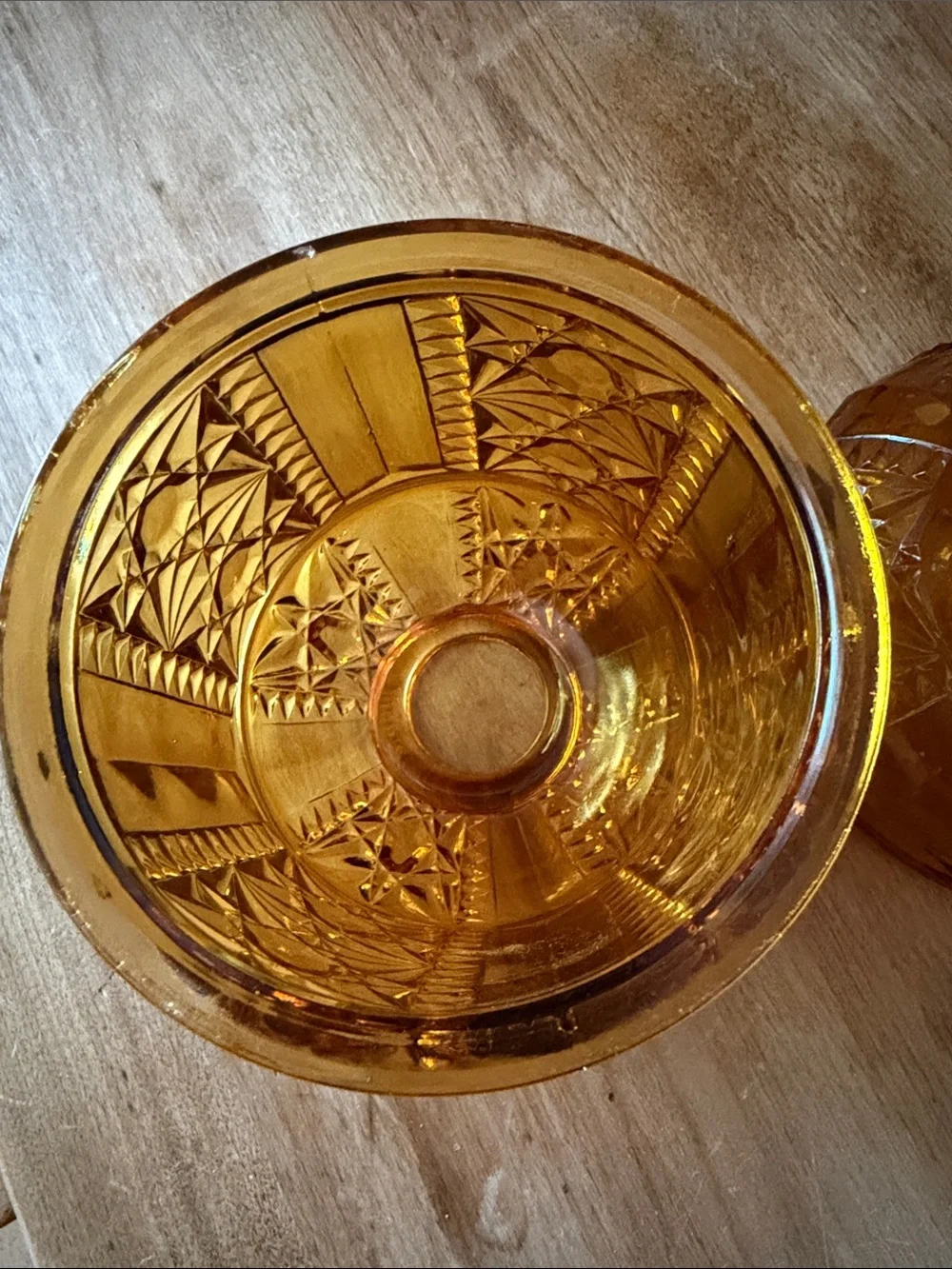 Indiana Glass Amber Pressed Glass Fairy Lamp